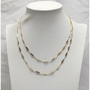 Unique 14K Solid Yellow Gold Designer Ornate Filigree Link Chain Necklace 31" L